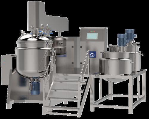 comprar Vacuum Liquid Emulsify Homogenizer tank with Electric Heating Body Lotion Face Cream Making Machine online manufacture