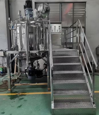 เครื่องผสมครีมร่างกายแบบ homogenizing ลงพื้น 1000L หมวกคงที่ เครื่องผสมเอมูลชั่นความเร็วสูง